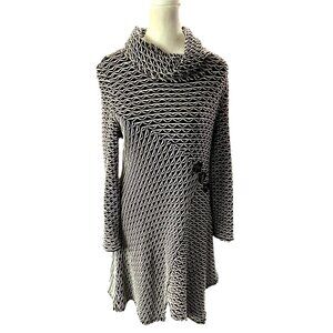 IC by CONNIE K Women Mock Neck Asymmetric Long Sleeve Dress Sz M Artistic Gothic